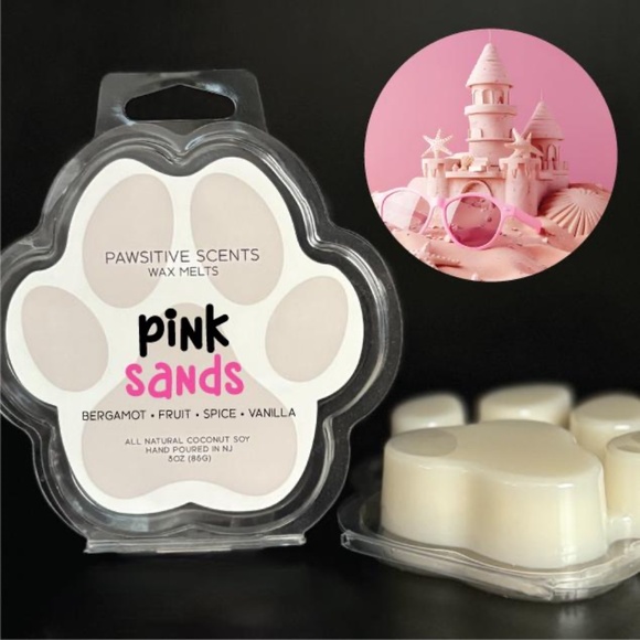 Paw Print Wax Melt/Pink Sands Scent/Coconut Soy Wax/100% Vegan/Eco-Friendly - Picture 1 of 4